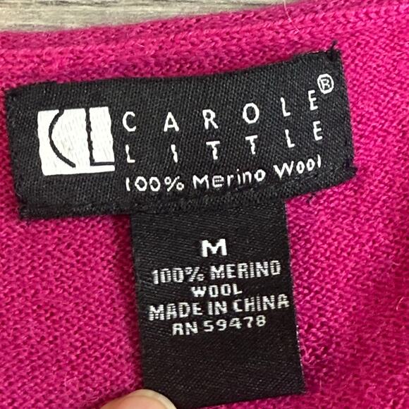 Carol Little 100% Merino Wool Sweater Size M V-Neck Old Money Classic Luxury - Picture 6 of 12